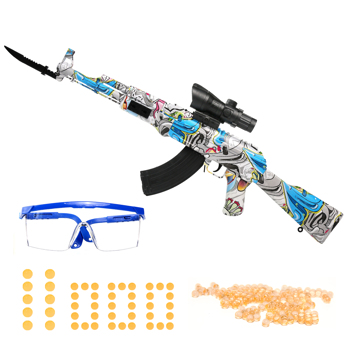 [亚马逊爆款]ASXCFE凝胶球冲击波水弹枪AK47 儿童电动玩具枪带11000发海绵宝宝水弹，可充电电池，射击距离50英尺左右