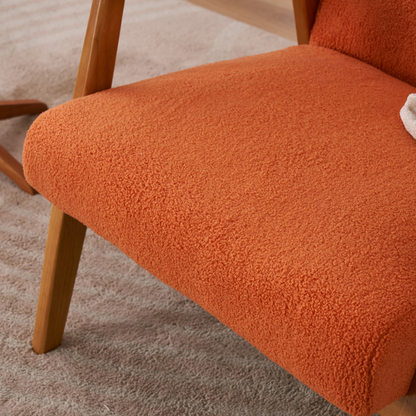 实木扶手  软包 泰迪绒 烧橙色 室内休闲椅 N201-19