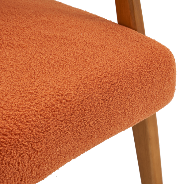  实木扶手  软包 泰迪绒 烧橙色 室内休闲椅 N201-26