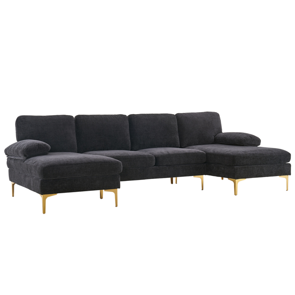 Title 3, Schwarzes U-förmiges 4-sitziges modulares Sofa ...