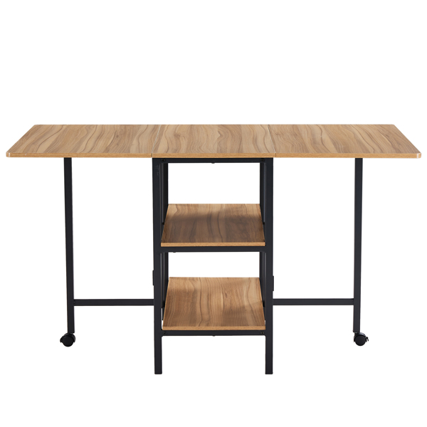  三层 方形 餐桌 密度板 铁 木纹棕 多功能可折叠 135*78*75cm N101-11
