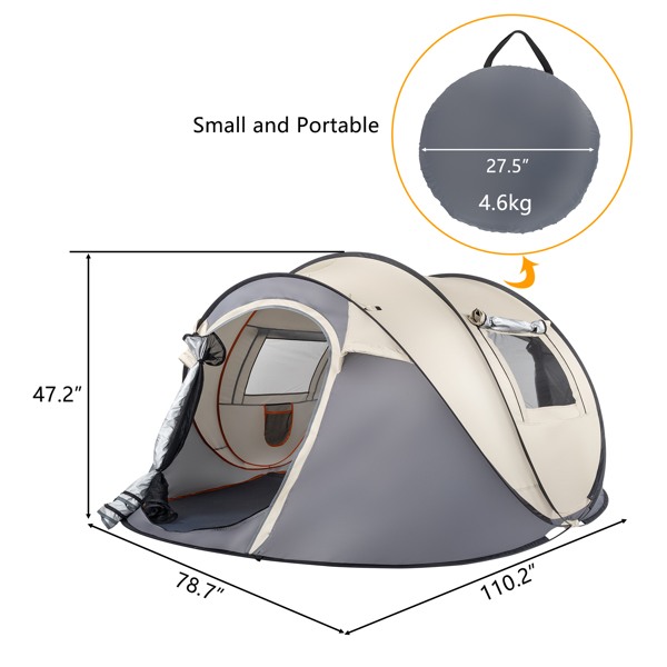  卡其色 船型速开 露营帐篷 纤维杆 涤纶布 280*100*120cm N001-41