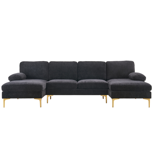 Title 2, Schwarzes U-förmiges 4-sitziges modulares Sofa ...