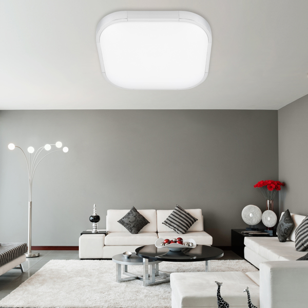 现代LED吸顶灯，12W 6500K亚克力方形面板灯，冷白色，适用于卧室厨房走廊阳台-13