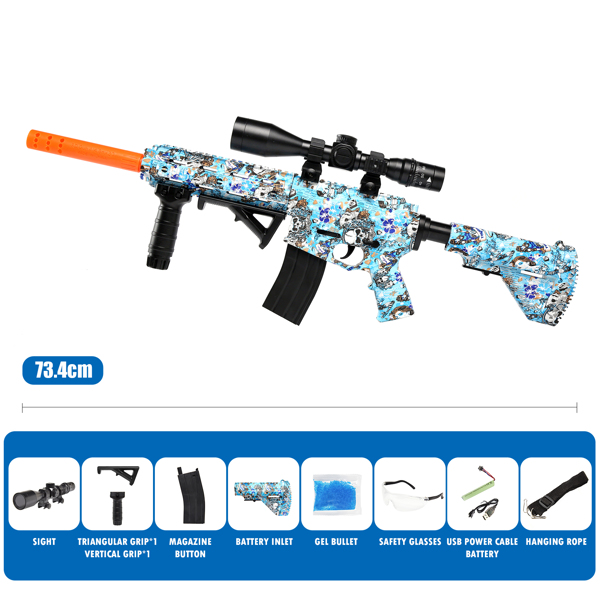 [亚马逊爆款]ASXCFE水弹枪，HKM416电动飞溅球枪，可拆卸，可伸缩，仿真玩具枪 款式多玩性较高 适合户内户外射击游戏-3