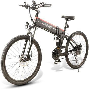 SAMEBIKE LO26成人电动自行车，折叠电动山地车成人26英寸E-Bike 500W电机专业Shimano 7变速齿轮，48V 10AH可拆卸锂离子电池