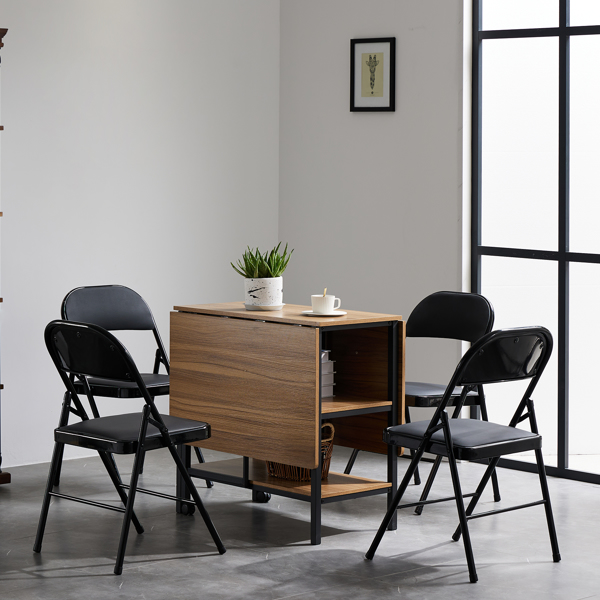  三层 方形 餐桌 密度板 铁 木纹棕 多功能可折叠 135*78*75cm N101-31