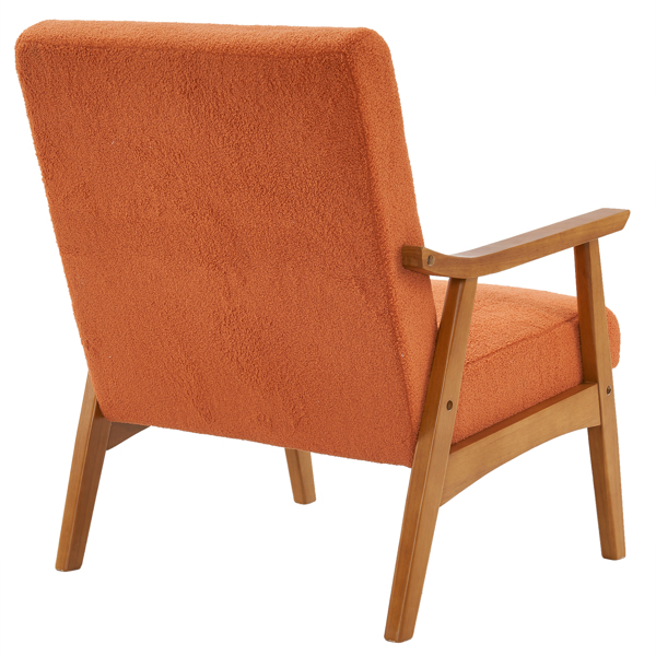  实木扶手  软包 泰迪绒 烧橙色 室内休闲椅 N201-7