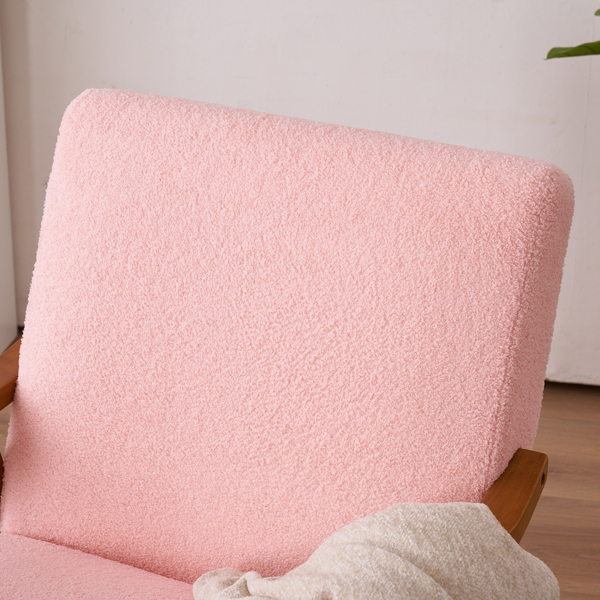 实木扶手  软包 泰迪绒 粉色 室内休闲椅 N201-28