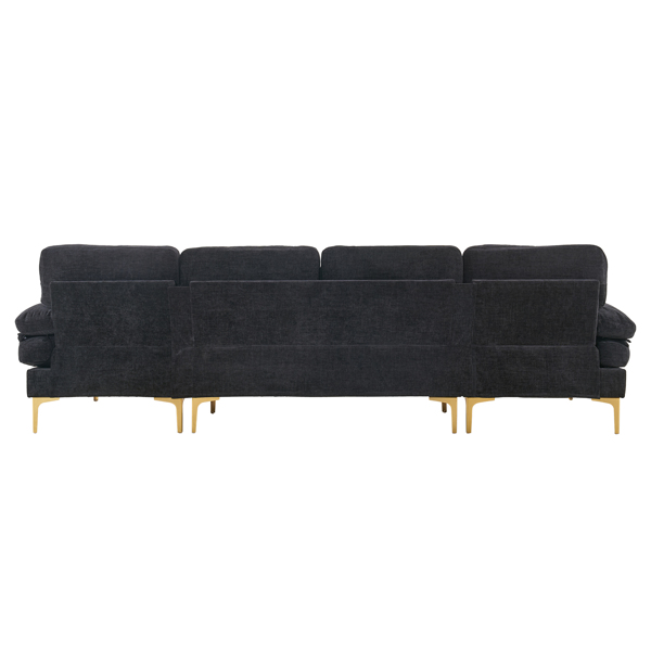 Title 5, Schwarzes U-förmiges 4-sitziges modulares Sofa ...