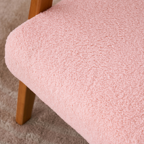  实木扶手  软包 泰迪绒 粉色 室内休闲椅 N201-31