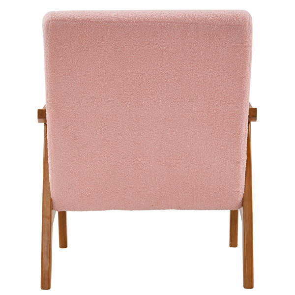  实木扶手  软包 泰迪绒 粉色 室内休闲椅 N201-8