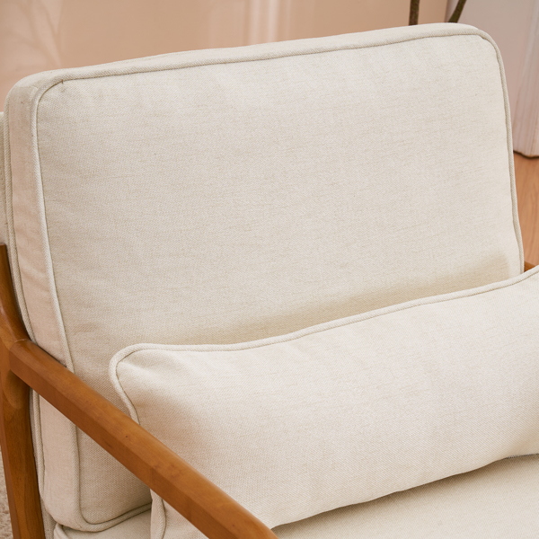  橡木扶手 单人休闲椅 橡木 软包 米白色 室内休闲椅 N101-62