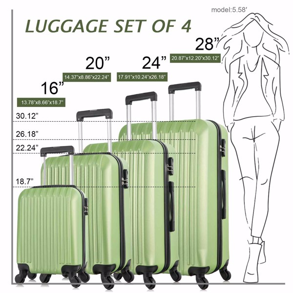 四件套拉杆箱  ABS轻便硬壳旅行箱  行李箱 绿色-7