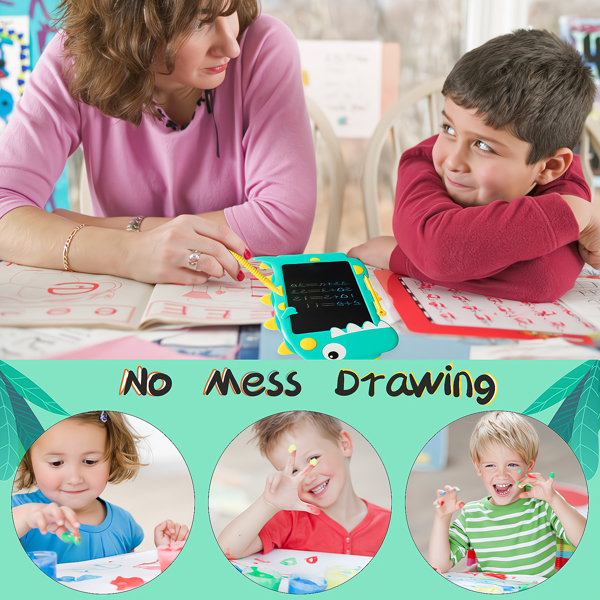 儿童液晶写字板，恐龙儿童绘图板，幼儿益智玩具儿童绘图书写板 2 3 4 5 6 7 岁，涂鸦板礼物（绿色）【fba发货】-5