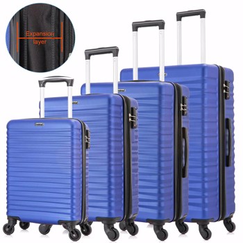 可拓展 四件套拉杆箱  TSA海关锁 ABS轻便硬壳行李 蓝色