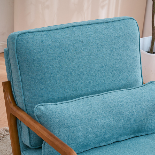  橡木扶手 单人休闲椅 橡木 软包 青色 室内休闲椅 N101-53