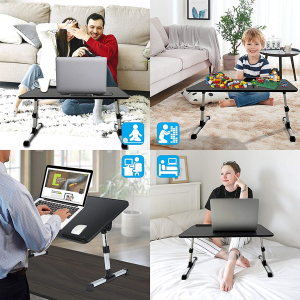便携式折叠式笔记本电脑支架，书桌，书桌，冷却风扇，可折叠电脑床，沙发，茶水服务桌架（大）-11