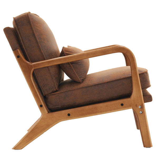  橡木扶手 单人休闲椅 橡木 软包 烫金布 橙色 室内休闲椅 N101-36