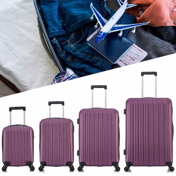 四件套拉杆箱  ABS轻便硬壳旅行箱 行李箱 紫色-12
