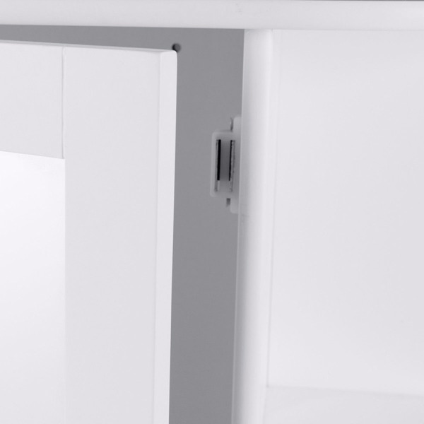 浴室柜壁挂式多功能挂柜厨房药品收纳柜带镜子单门和2个可调节架子(白色)-23