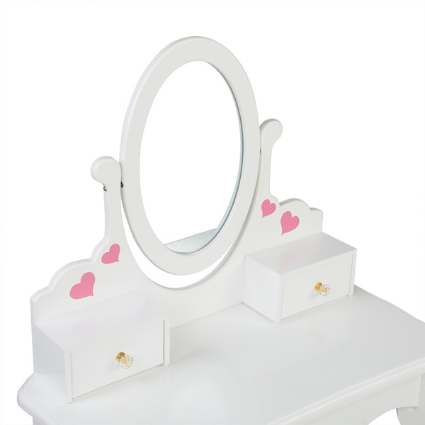 白色 爱心 密度板喷漆 单镜 三抽 梳妆桌套装 儿童 S201-20