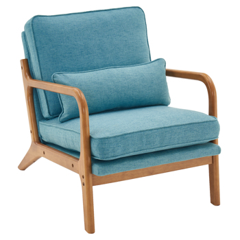  橡木扶手 单人休闲椅 橡木 软包 青色 室内休闲椅 N101