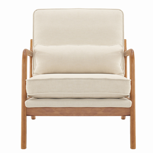  橡木扶手 单人休闲椅 橡木 软包 米白色 室内休闲椅 N101-3