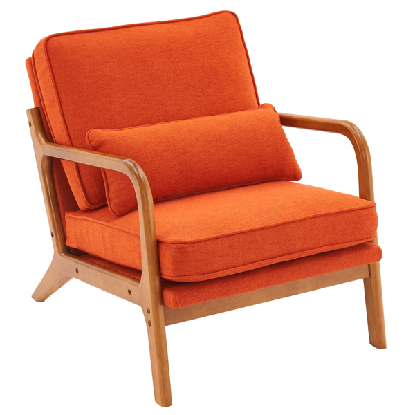  橡木扶手 单人休闲椅 橡木 软包 烧橙色 室内休闲椅 N101-1