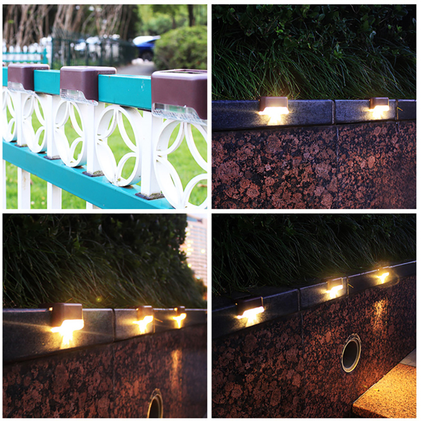 （带电）庭院太阳能户外楼梯台阶灯 咖啡壳（棕）(灯用螺丝固定) 暖白 4pcs-54