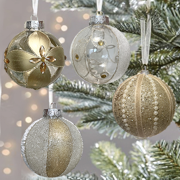 8cm 圣诞球套装 圣诞装饰品 大金色透明挂饰 -13