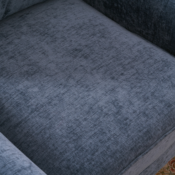 实木葫芦脚 弯扶手 单人位 室内单人沙发 灰蓝色 美式-34