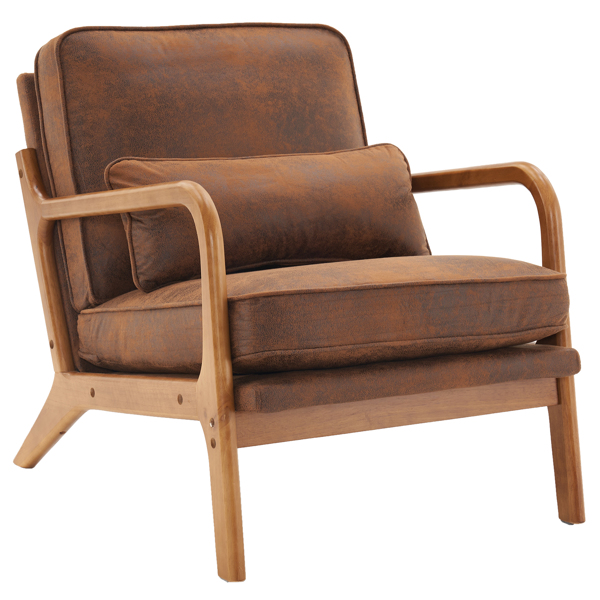  橡木扶手 单人休闲椅 橡木 软包 烫金布 橙色 室内休闲椅 N101-7