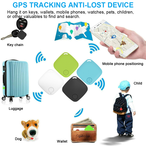 （带电）圆四方型无线防丢器GPS定位双向报警宠物定位器 蓝色-15