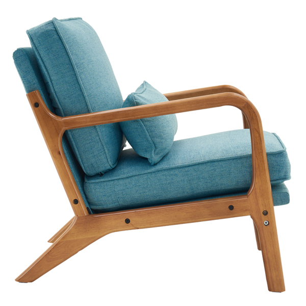  橡木扶手 单人休闲椅 橡木 软包 青色 室内休闲椅 N101-7