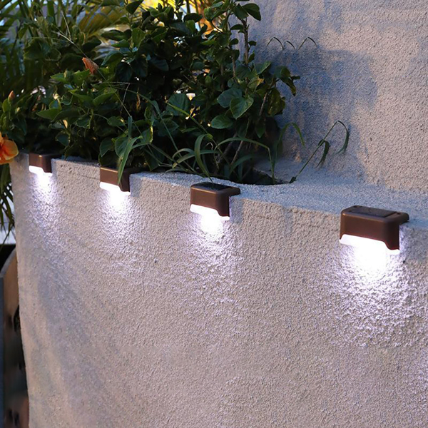 （带电）庭院太阳能户外楼梯台阶灯 咖啡壳（棕）(灯用螺丝固定) 白光 4pcs-14