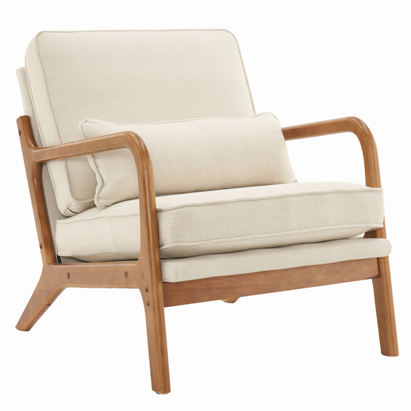  橡木扶手 单人休闲椅 橡木 软包 米白色 室内休闲椅 N101-38