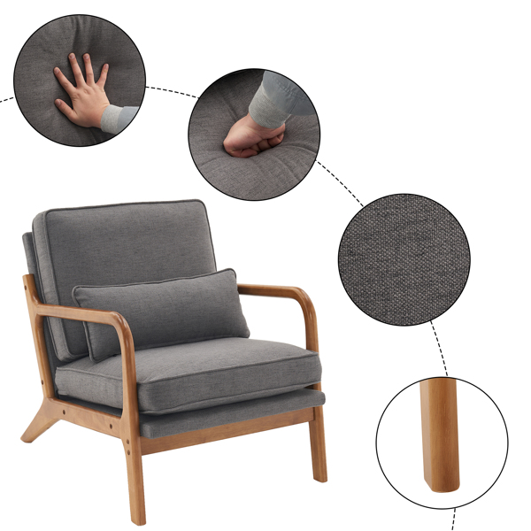  橡木扶手 单人休闲椅 橡木 软包 深灰色 室内休闲椅 N101-2