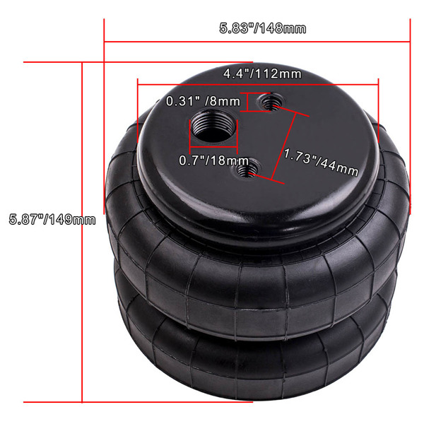 减震气囊4 Pieces Heavy Duty 2500lb 1/2"NPT Double Bellow Air Suspension Bag Air Spring bags-2