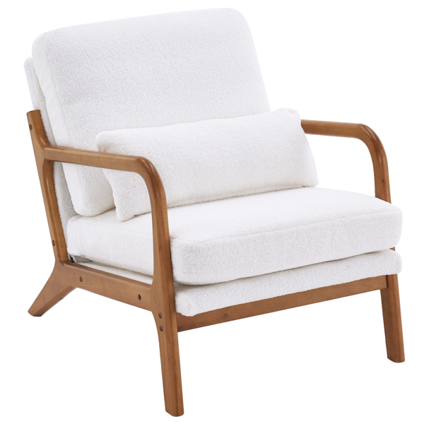 橡木扶手 单人休闲椅 N101 橡木 软包 泰迪绒 米白色 室内休闲椅 N101 -32
