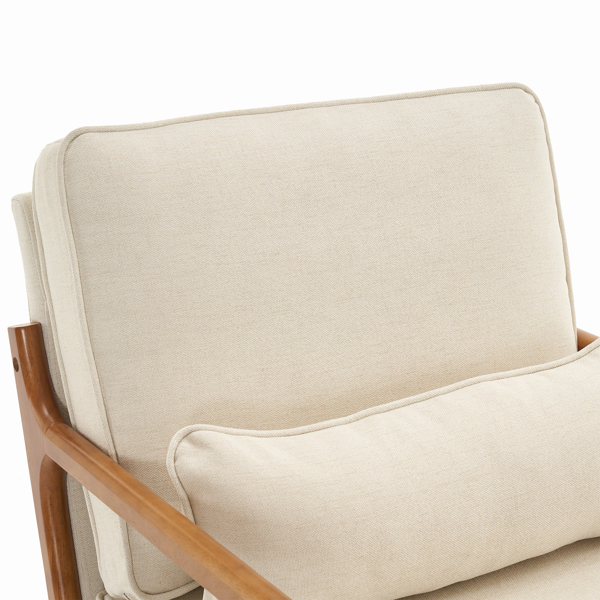  橡木扶手 单人休闲椅 橡木 软包 米白色 室内休闲椅 N101-45