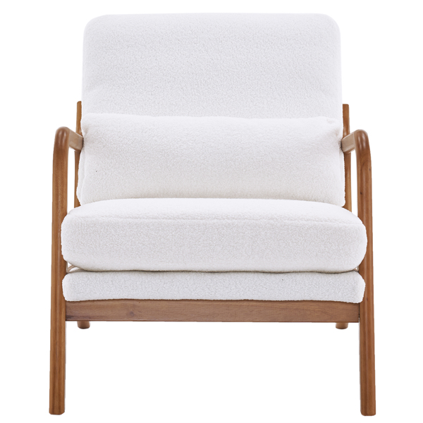 橡木扶手 单人休闲椅 N101 橡木 软包 泰迪绒 米白色 室内休闲椅 N101 -4