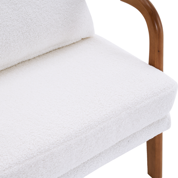 橡木扶手 单人休闲椅 N101 橡木 软包 泰迪绒 米白色 室内休闲椅 N101 -42
