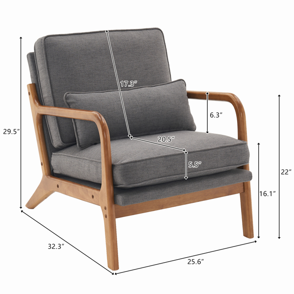  橡木扶手 单人休闲椅 橡木 软包 深灰色 室内休闲椅 N101-13