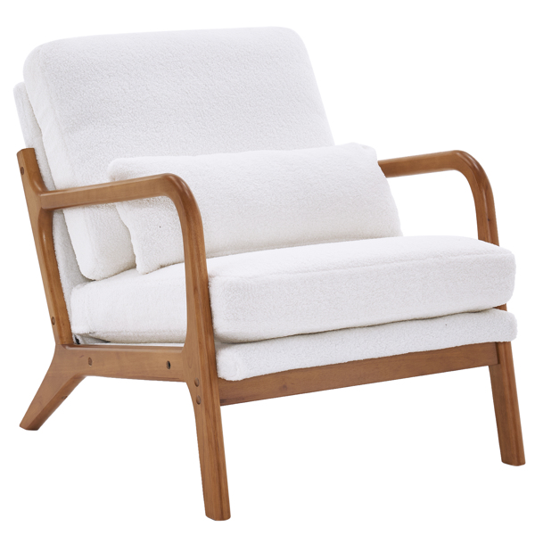 橡木扶手 单人休闲椅 N101 橡木 软包 泰迪绒 米白色 室内休闲椅 N101 -9