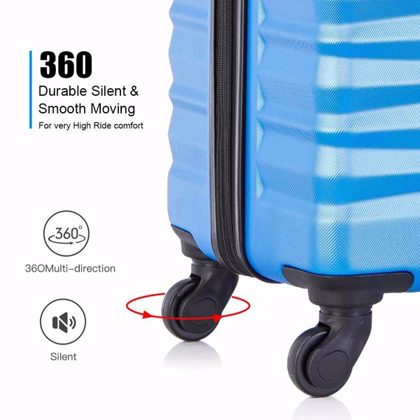 可拓展 四件套拉杆箱  ABS轻便硬壳行李 蓝色-5