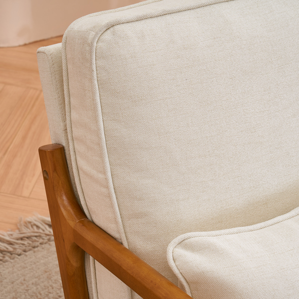  橡木扶手 单人休闲椅 橡木 软包 米白色 室内休闲椅 N101-63