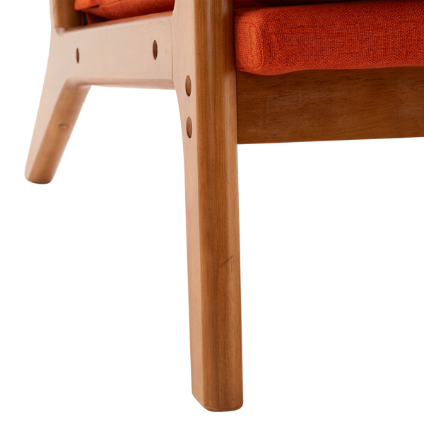  橡木扶手 单人休闲椅 橡木 软包 烧橙色 室内休闲椅 N101-43