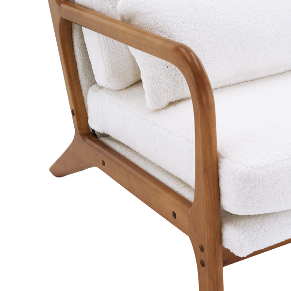 橡木扶手 单人休闲椅 N101 橡木 软包 泰迪绒 米白色 室内休闲椅 N101 -10