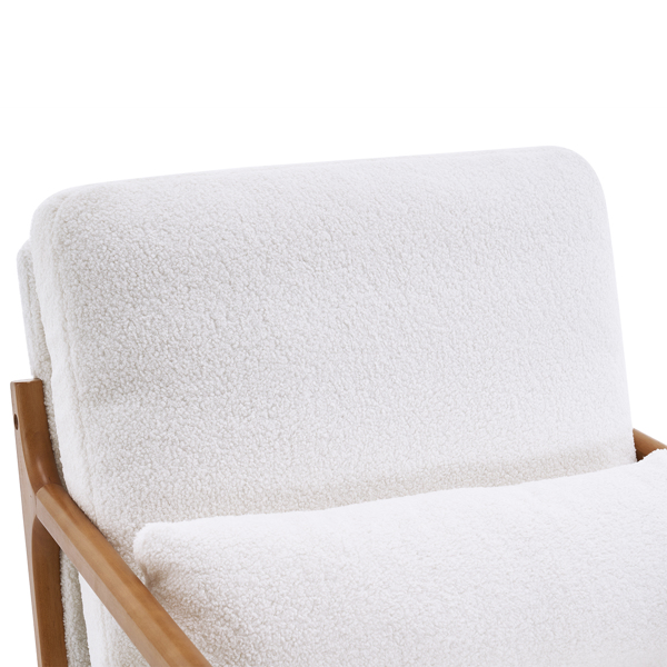 橡木扶手 单人休闲椅 N101 橡木 软包 泰迪绒 米白色 室内休闲椅 N101 -12